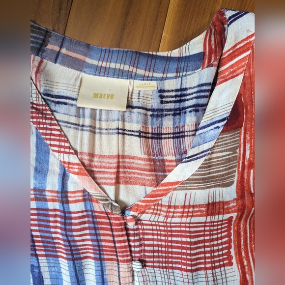 Anthropologie Maeve Lila Tiered Patchwork Ruffle Peplum Top Blouse Women Size L - Picture 9 of 12